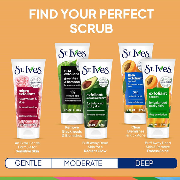 St. Ives Acne Control Face Scrub Deeply Exfoliates and Prevents Acne for Smooth, Glowing Skin Apricot Made with Oil-Free Salicylic Acid Acne