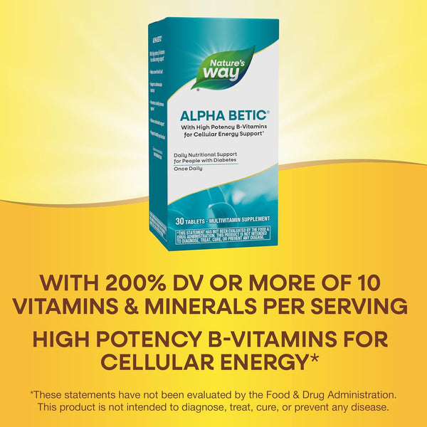 Nature'S Way Alpha Betic, Diabetic Multivitamin for Daily Nutritional Support, with B-Vitamins for Energy Metabolism Support*, Alpha Lipoic Acid,