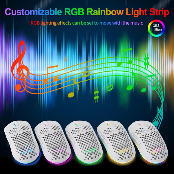 TMKB Falcon M1SE Ultralight Honeycomb Gaming Mouse, High-Precision 12800DPI Optical Sensor, 6 Programmable Buttons, Customizable RGB, Drag-Free