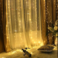 Vigdur Led Curtain String Lights, 8FT Window Fairy Lights for Bedroom with 210 Warm LEDs, Hanging Twinkle Indoor String Light for Party Wedding