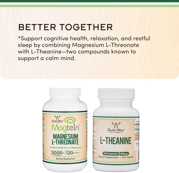Magnesium L Threonate, Magteinâ¢, Sleep and Cognitive Support â High Absorption â Most Bioavailable Form of Magnesium â 2,000 Mg â 120