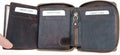 FLW Small Strong Oiled Genuine Leather Wallet with Metal Zipper around without Logos
