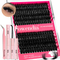 Fowendia Lash Clusters Kit Fluff 80D 100D Individual Lashes D Curl Cluster Eyelash Extensions 10-18mm DIY Lash Extension Kit Lash Bond and Seal