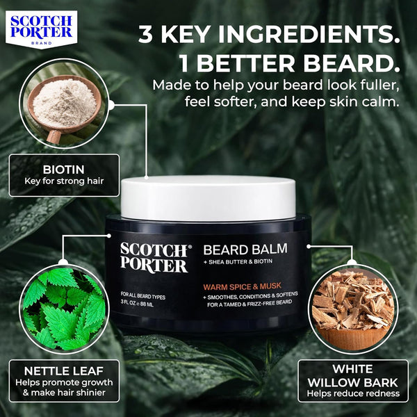 Scotch Porter Conditioning Beard Balm â Smooth, Shape, Moisturize & Soften Coarse, Dry Facial Hair While Encouraging Growth for a
