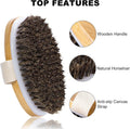 Dry Brushing Body Brush, Natural Horsehair Body Brush for Lymphatic Drainage, Cellulite and Blood Circulation, Dry Skin Exfoliating Brush Body