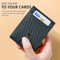 GSOIAX Mens Slim Wallet RFID Blocking Bifold Wallets for Men Minimalist Genuine Leather Carbon Fiber Card Holder Money Clip Thin Mens with Gift