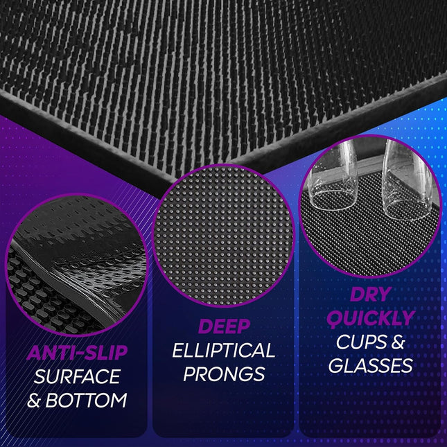 3 Pack Rubber Bar Mats, Spill Bar Mats for Bartending,Non-Slip Coffee Bar Mats for Countertop,Black Bar Mat for Home Bar