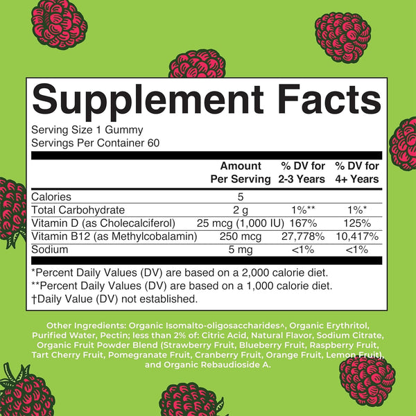 Maryruth Organics Sugar Free | 2 Month Supply | Vitamin D & B12 Vitamin Supplements for Adults & Kids | Bone Health | Immune Support | Vegan |
