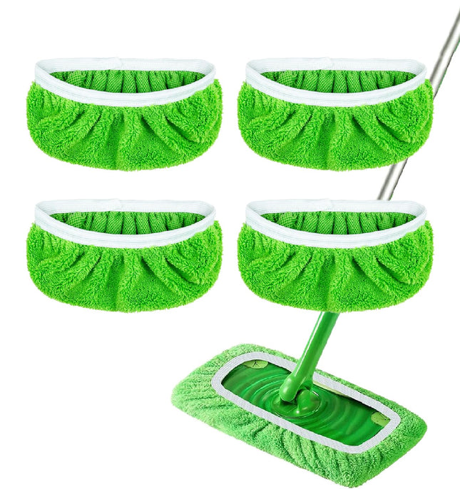 4 Pack Reusable Microfiber Mop Pads for Swiffer Sweeper - Wet & Dry Cleaning Cloths - Mop Head Replacement Washable Refi