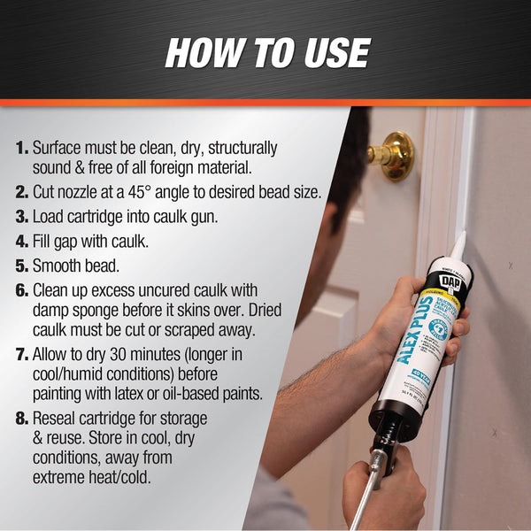 DAP INC 18152 10.1Oz White Alex plus Acrylic Latex Caulk with Silicone