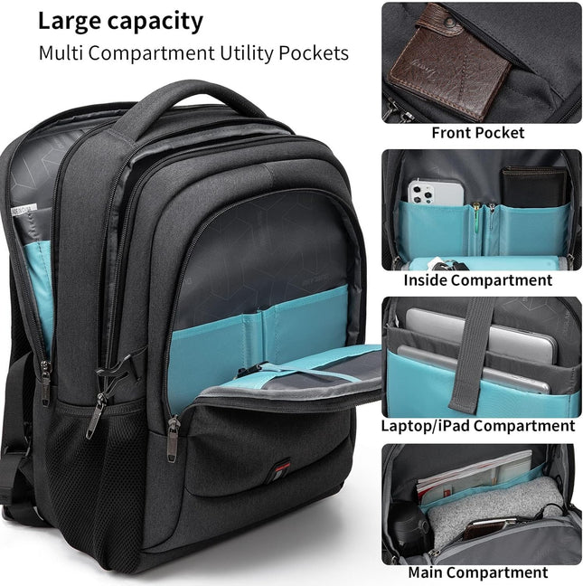 DUSLANG 17 Inch Laptop Backpack for Travel Water Resistant College Backpack for Men/Women Laptop Bag with USB Charging P