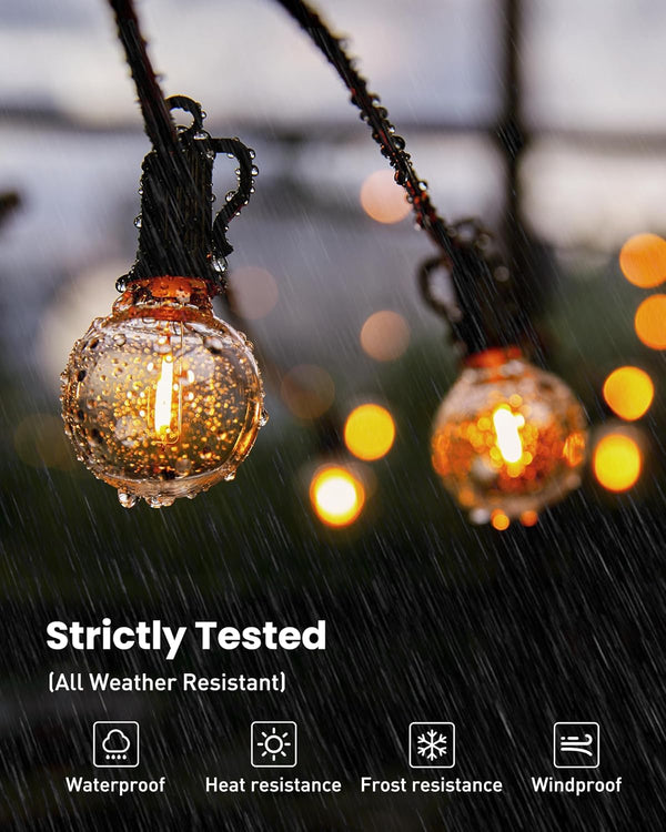 Outdoor String Lights 25 Feet G40 Globe LED Patio Lights with 13 Edison Plastic Bulbs(1 Spare), Waterproof Connectable Hanging Lights for Backyard
