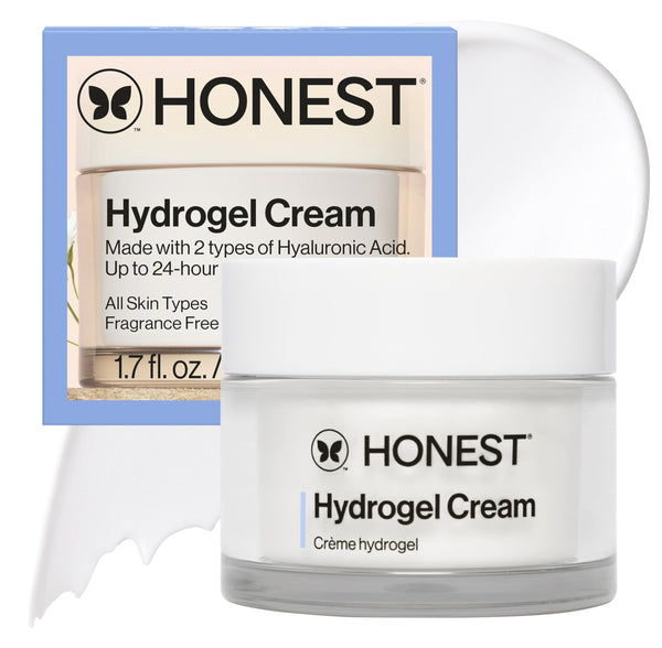 Honest Beauty Hydrogel Cream with Hyaluronic Acid | Lightweight, Moisturizing Water Cream | Gentle for Sensitive Skin, Fragrance Free, Vegan | 1.7