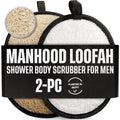 Rugged Natural Shower Loofah for Men - Tough Eco-Friendly Exfoliating Body Scrubbers, Durable & Gentle Terry Towel Cloth Pad for Manly Skin Care -