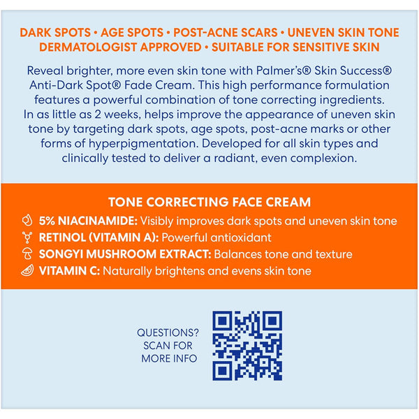 Palmer'S Skin Success Anti-Dark Spot Fade Cream for Dry Skin, 4.4 Ounce