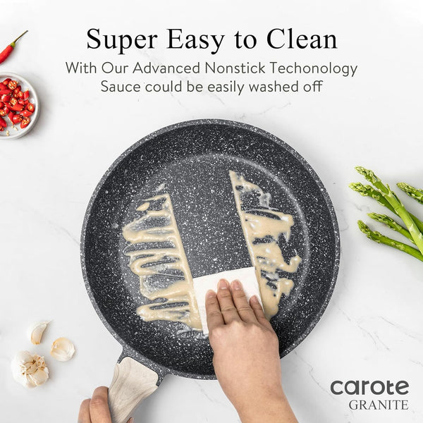 CAROTE Nonstick Frying Pan Skillet,Non Stick Granite Fry Pan Egg Pan Omelet Pans, Stone Cookware Chef'S Pan, PFOA Free,Induction