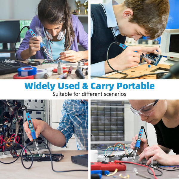 Soldering Iron Kit, 80W 110V LCD Digital Solder Iron Pen with Ceramic Heater, Portable Welding Tools with 5pcs Tips, Stand, Solders Wire, Sponge,