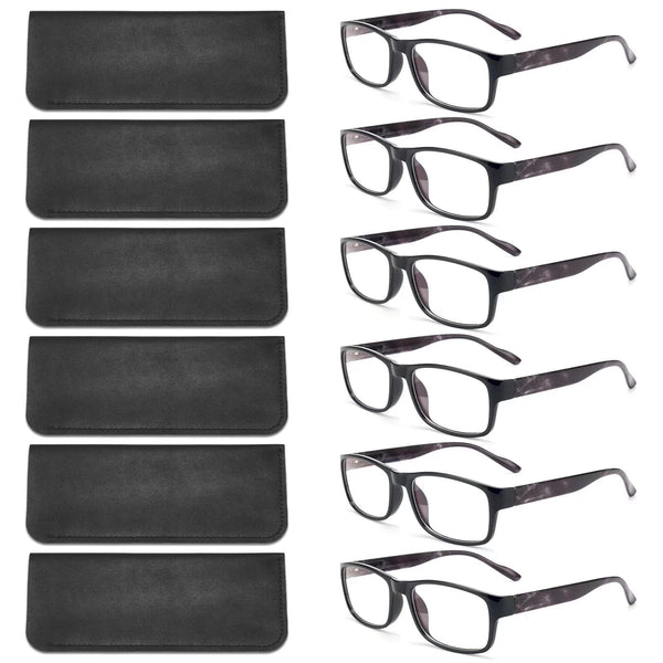 BLS BLUES Reading Glasses for Women/Men Blue Light Blocking, Fashion Readers anti Eye Strain/Migraine Eyeglasses 6 Packs/Case