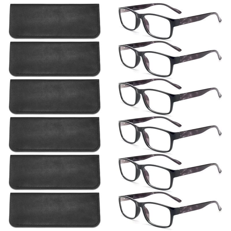 BLS BLUES Reading Glasses for Women/Men Blue Light Blocking, Fashion Readers anti Eye Strain/Migraine Eyeglasses 6 Packs/Case