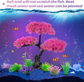 Ameliade Aquarium Artificial Plastic Plants Decoration, Pink Cherry Blossom Tree Aquarium Decor Set, Goldfish Betta Fish Tank Decorations Hides
