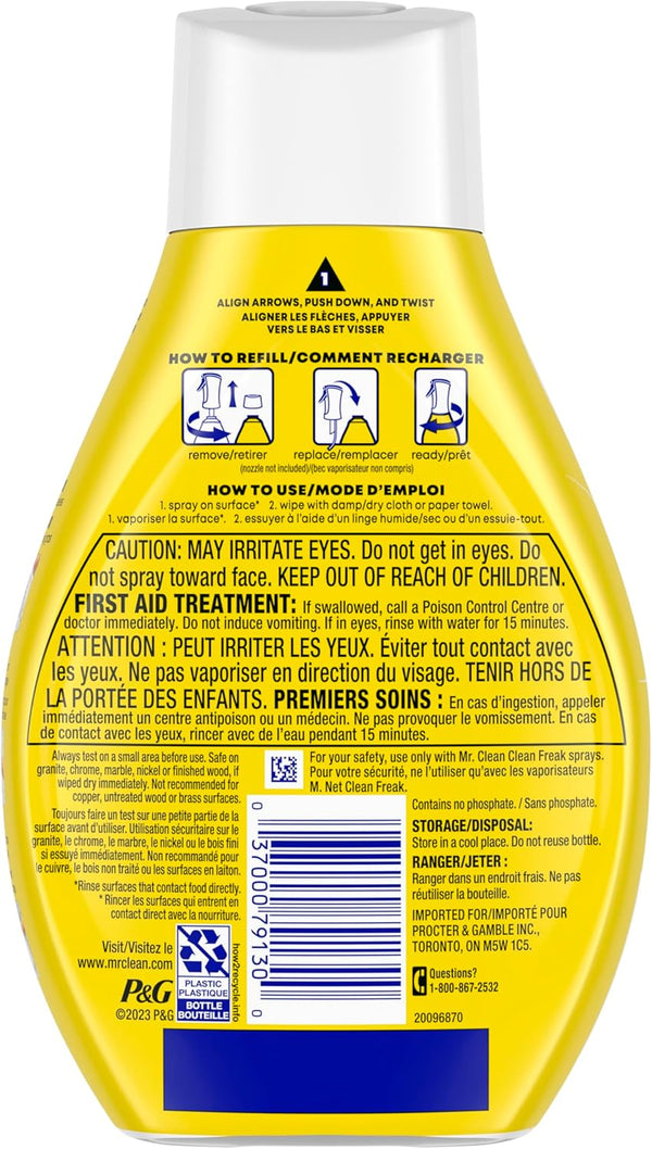 Mr. Clean Clean Freak Multi Surface Cleaning Spray, Deep Cleaning Mist Starter Kit and Refill Bundle, Lemon Zest Scent, 64 Fl Oz
