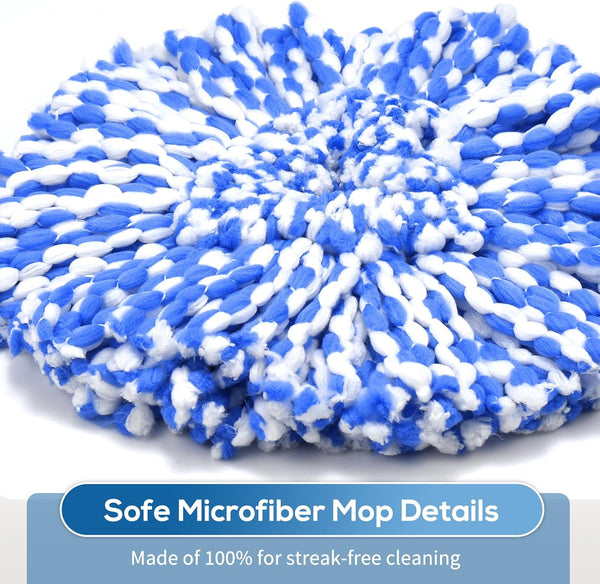 8 Pack Rinseclean Spin Mop Replacement Head Refills with 1 Rotating Mop Base Compatible with O Ceda Rinseclean 2 Tank System, Blue Microfiber Mop