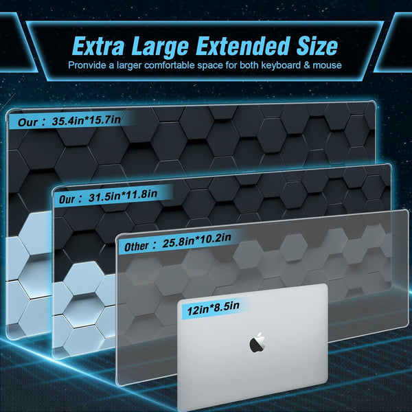 Large Mousepad Gaming, 35.4X15.7In Mouse Pad for Professional Gaming & Comfort Office, Quality Lycra Cloth Extra Large Mouse Pad XXXL, Non-Slip