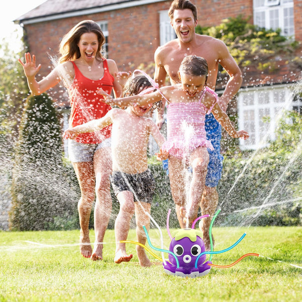 Outdoor Water Spray Sprinkler for Kids and Toddlers, Summer outside Toys Backyard Games with 8 Wiggle Tubes, Attaches to Garden Hose Splashing Fun