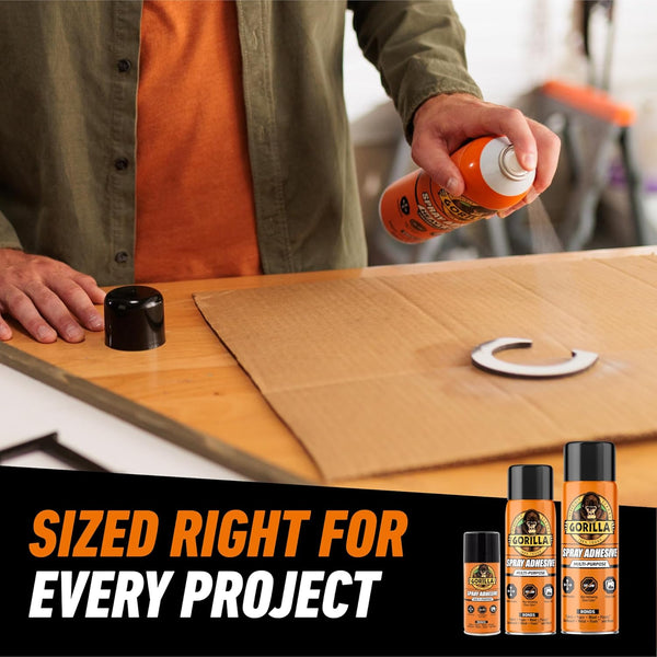 Gorilla Heavy Duty Spray Adhesive, Clear Glue, 14 Ounce (Pack of 1) - All Purpose with Comfort Nozzle for Indoor or Outdoor