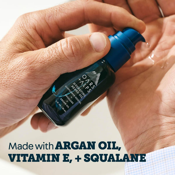 Oars + Alps Hydrating Beard Oil for Men, Moisturizes & Softens Beard, Nourishing Argan & Jojoba Oils, Soothes Skin & Reduces Itch, Lightly