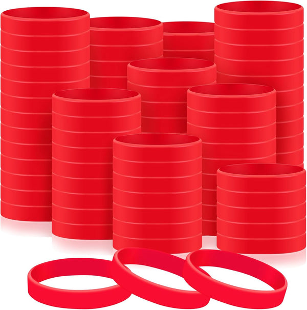 Liliful 200-Piece Blank Silicone Bracelets - Bulk Elastic Wristbands for Adults, Suitable for Team Events, Parties, and Stocking Stuffers(8 X 0.5