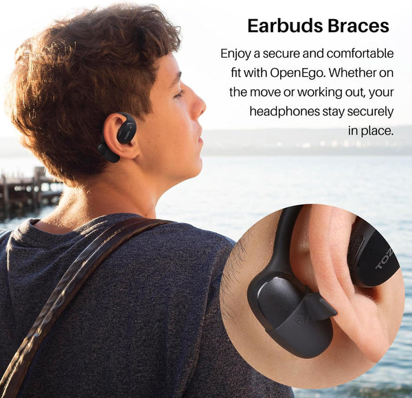 TOZO Openego True Wireless Open Ear Headphone, 5.3 Bluetooth Sport Earbuds with Earhooks for 80H Playback with Digital Display, 32 EQ Modes Dual