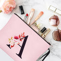 Vavabox A-Z Personalized Makeup Bag, Birthday Gifts for Women Mom, Gifts for Best Friend, Bride Bridesmaid Cosmetic Bag (A, Pink)