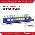 Olsa Tools Magnetic Socket Holder | 1/4-Inch Drive | Metric | Purple | Holds 26 Sockets | Professional Quality Tools Organizer