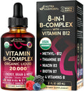 USDA Organic Vitamin B-Complex B5 Pantothenic Acid | B12 Methylcobalamin | B1 Thiamine | B6 Pyridoxine | B7 Biotin | B9 Folic | B3 Niacinamide - B
