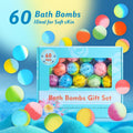 60 Pcs Bath Bombs Set - Massive Quantity Natural Bath Bombs for Kids/Women/Men Individually Wrapped Handmade Organic Bath Supplies Relaxing Kit -