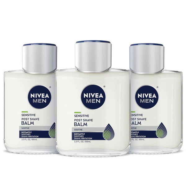 NIVEA MEN Sensitive Soothing Post Shave Balm with Vitamin E, Pro-Vitamin B5 and Chamomile Extract, Skin Care Gifts for Dad, Alcohol Free after