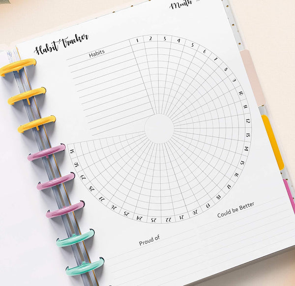 Habit Tracker Inserts for 9 Disc Planners, Habit Log, Resolution Tracker, Monthly Habit Planner for Medium Size Planners (9 Disc Classic (7" X 9.25"))