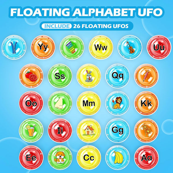 UFO Toddler Bath Toys Floating Pool Toys, Shower Bathtub Alphabet Learning ABC Letters Game, Baby Water Pool Swimming Toys, Educational Learning