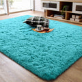 Ompaa Soft Fluffy Area Rug for Living Room Bedroom, 4X6 Teal Blue Plush Shag Rugs, Fuzzy Shaggy Accent Carpets for Kids Girls Rooms, Modern
