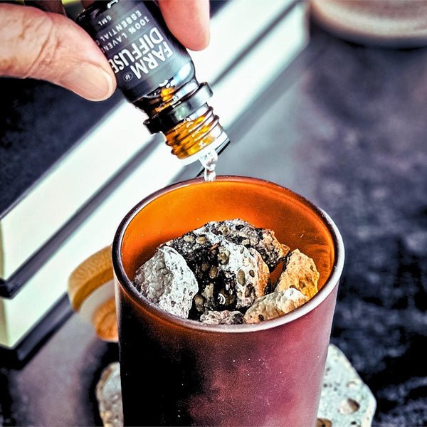 Volcanic Stone Diffuser with Lavender Essential Oil â Lava Rock Diffuser for Essential Oils | Cordless Passive Diffuser for Desk, Bedroom, or