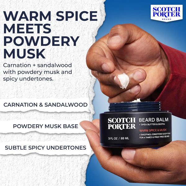 Scotch Porter Conditioning Beard Balm â Smooth, Shape, Moisturize & Soften Coarse, Dry Facial Hair While Encouraging Growth for a
