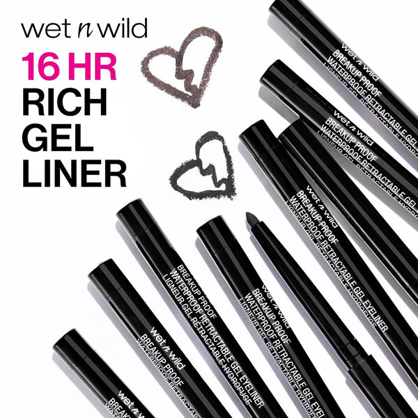 Wet N Wild Mega Last Breakup Proof Retractable Gel Eyeliner - Waterproof 16-Hour Long-Lasting Wear, Cruelty-Free & Vegan - Charcoal