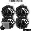 Loofah Sponge Xxl-100G 4 Pack, Bath Sponge Soft Mesh Shower Puff Loofah for Men, Exfoliating Body Scrubber for Women, Shower Accessories (Black)