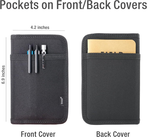 Field Notes Notebooks Cover 3.5 X.5.5 Pocket Notebook Cover with Pen Holder, Zipper Field Journal Planner Sketchbook Cover for 3.5 X 5.5 Moleskine