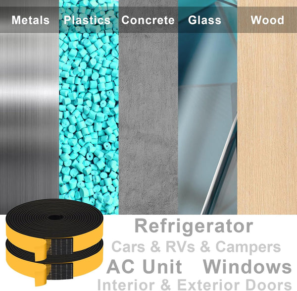 Strong Self Adhesive Foam Weather Stripping, Foam Seal Tape for Doors and Windows, Soundproof Weatherproof Insulation Strips, AC Seal Strip,