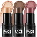 FOCALLURE 3 Pcs Cream Contour Sticks,Shades with Highlighter & Bronzer & Blush,Non-Greasy Long-Wear Face Contouring Pen,Easy to Sculpt the Face