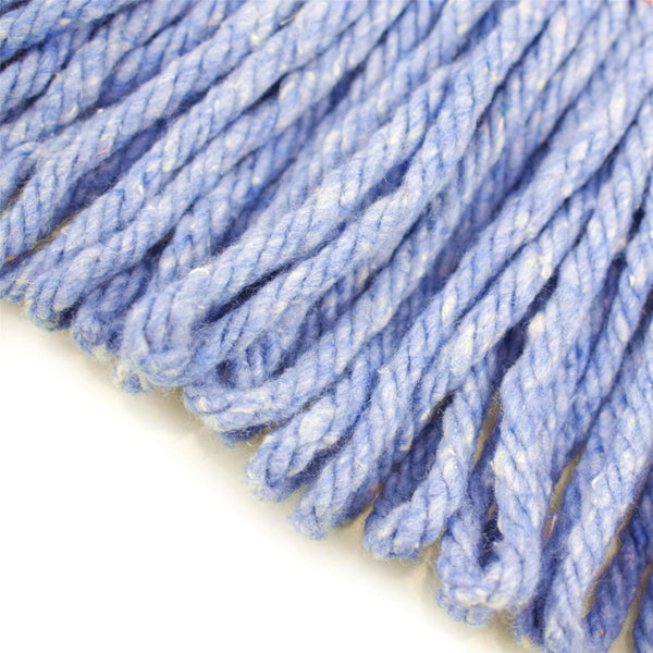 String Mop Heads Replacement Heavy Duty Commercial Grade Blue Cotton Looped End Wet Industrial Cleaning Mop Head Refills (2, Medium)