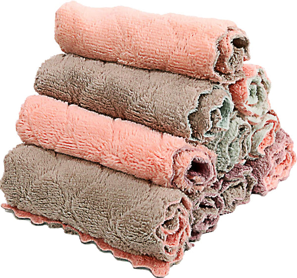 Microfiber Kitchen Washcloths, Super Absorbent Coral Velvet Dishtowels, Premium Table Cleaning Cloths, Non-Stick Oil Quick Dry Dish Towels, Soft