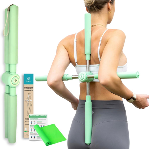 Posture Corrector Yoga Cross Stick - Back Pain Relief for Men Women - Stretcher and Straightener for Upper and Lower Back - Stretch Pole - Neck
